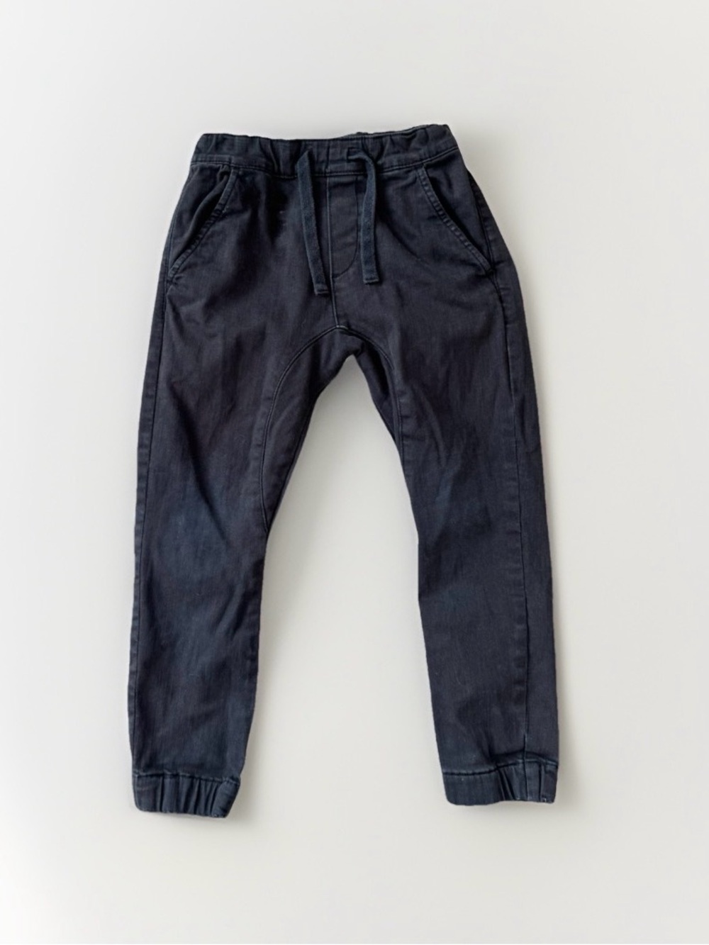 Lindex Sz 5-6 Boys Black Jeans Joggers Adjustable Waist Bought In Sweden